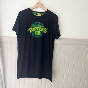 TMNT Men’s Large Athletic Style Black Tee with Green Ninja Turtles Logo Shirt